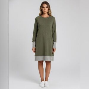 Green Contrast Tee Dress